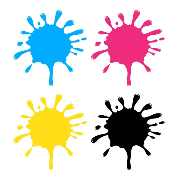 Cmyk Color Agua Salpicadura Elemento Diseño Fondo Blanco Tinta Salpicadura — Vector de stock