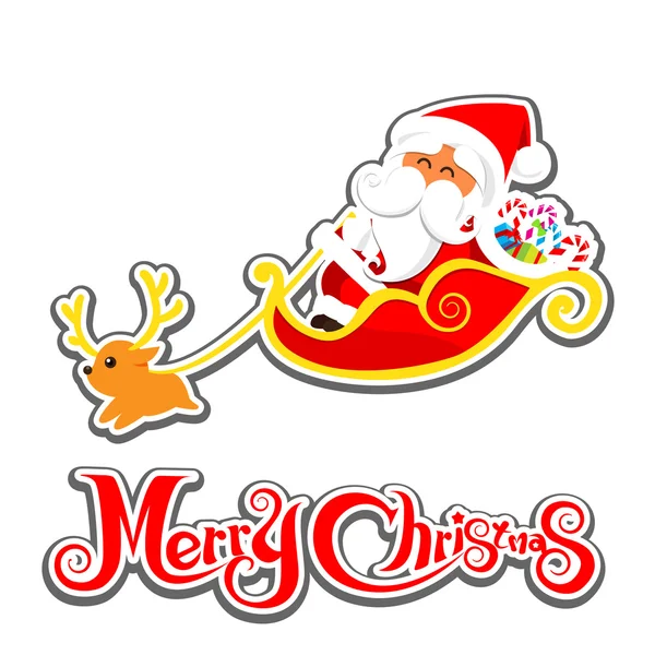 036-vidám karácsonyi télapó és karácsonyi szöveg 002 — Stock Vector