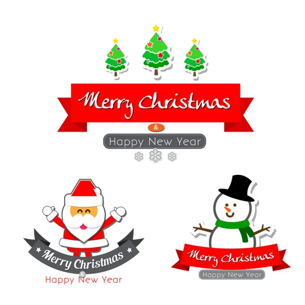 043-merry christmas tekst kalligrafie met cartoon decoratie fo — Stockvector