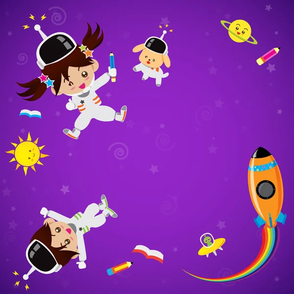 Cute children on space place — Stock Vector