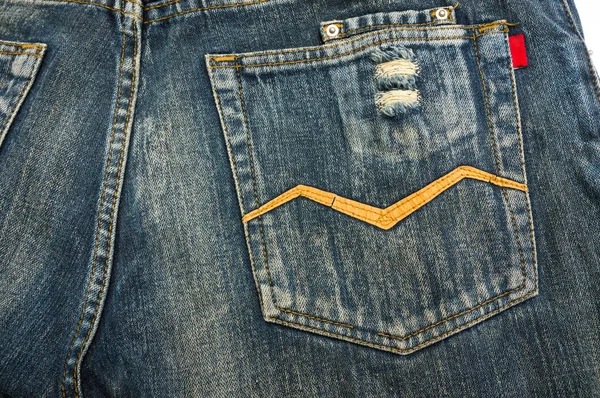 Nära håll jeans ficka baksidan av byxa — Stockfoto