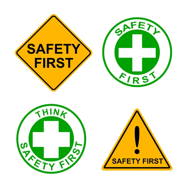 Set of safety first sign — Stock Vector