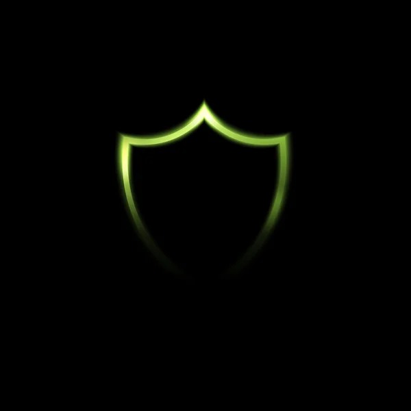 黑色背景 vecto 抽象闪耀绿色保护盾 — 图库矢量图片