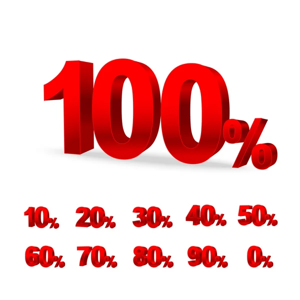 Set kırmızı 3d rakamlar digi yüzde