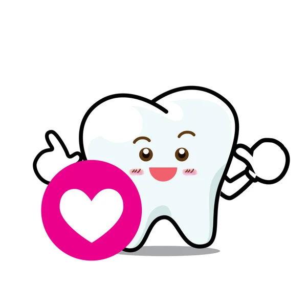 Feliz sonrisa dental diente mascota caricatura carácter aislado en w — Archivo Imágenes Vectoriales