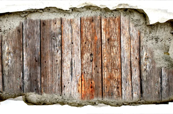 Wood and crack cement background — Stock Photo, Image