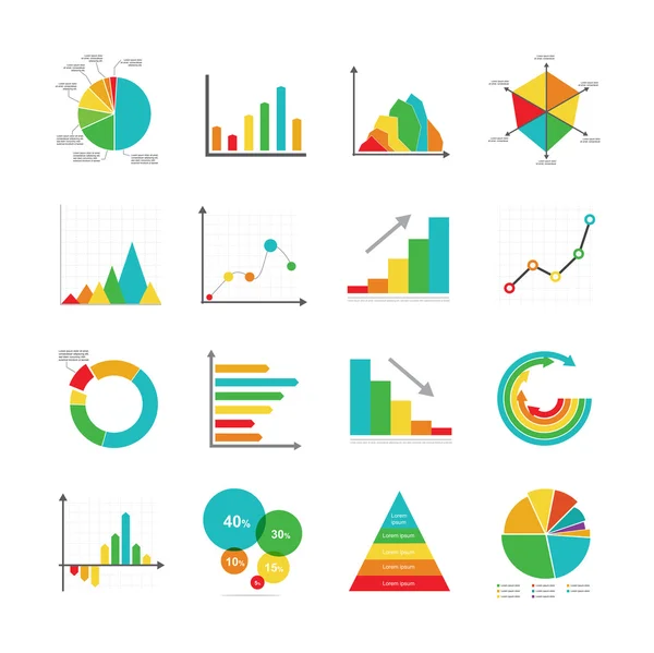 Ensemble de diagrammes à barres de marketing d'entreprise et graphiques à secteurs — Image vectorielle