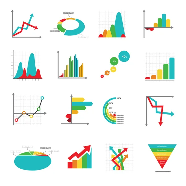 Eine Reihe von Diagrammen und Diagrammen für das Unternehmensmarketing — Stockvektor