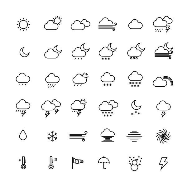 Collection of weather line icons on white background. Vector ill — Stock Vector