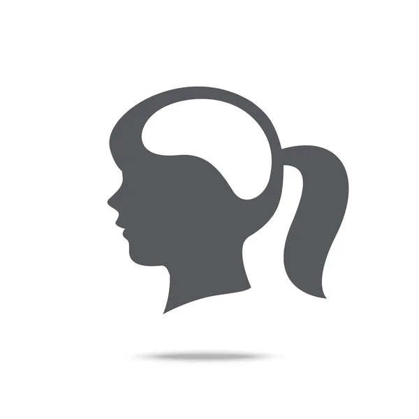 Blank brain woman head icon, isolated on white background 001 — ストックベクタ