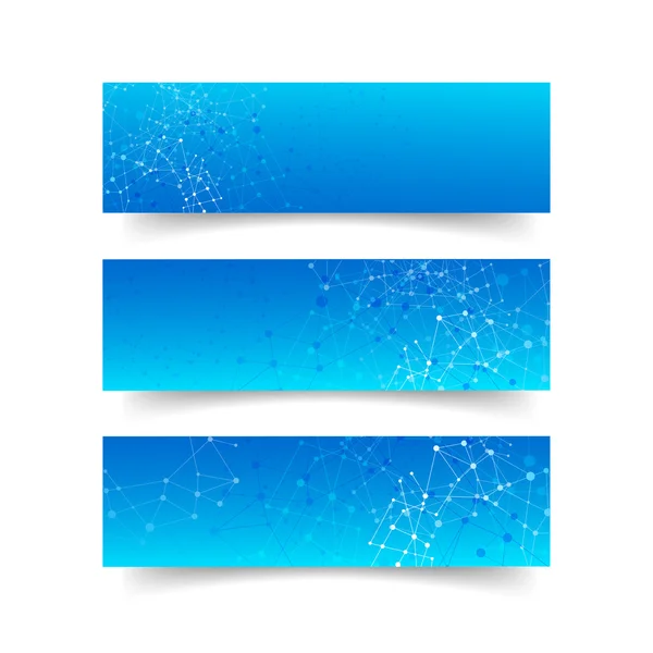 Set di banner concetto di connessione di rete - sfondo astratto — Vettoriale Stock