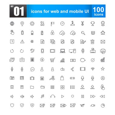 Simple line icons for web design and mobile ui vector illustrati