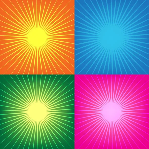 Coleção de colorido sunburst abstrato fundo vetor illus — Vetor de Stock