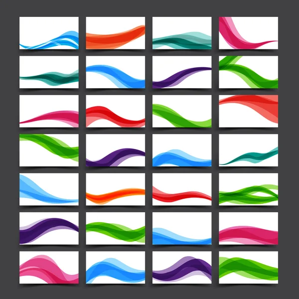 Uppsättning av ljus färg för visitkort och banner med kurvan våg — Stock vektor