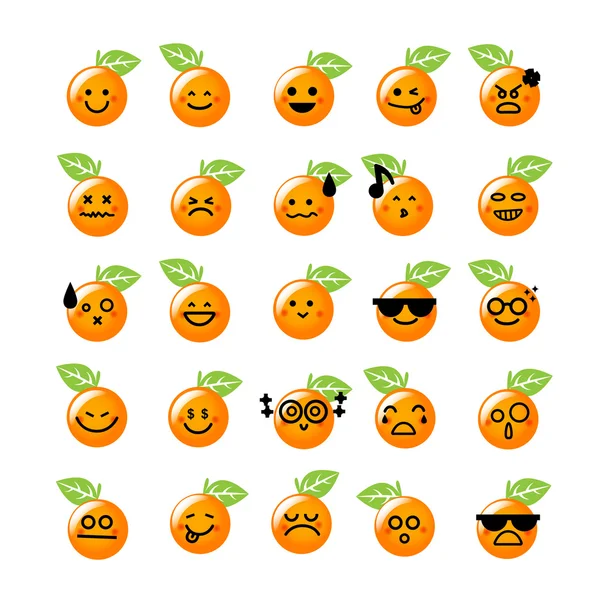 Collection of difference emoticon icon of orange icon on the whi — Stock Vector