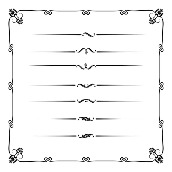 Collection of decorative line elements, border and page rules ve — Stock Vector