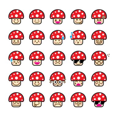 Fark ifade simgesi üzerinde th mantar karikatür koleksiyonu