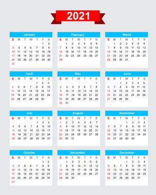 2021 takvim haftasını Pazar günü başlatmak