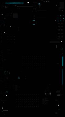 Mobil yaratıcılar için dikey video şablonu. Modüler şebekeler ve bilgi çubuklarıyla gelecekteki HUD arayüzü. Katmanlı vektör illüstrasyonu