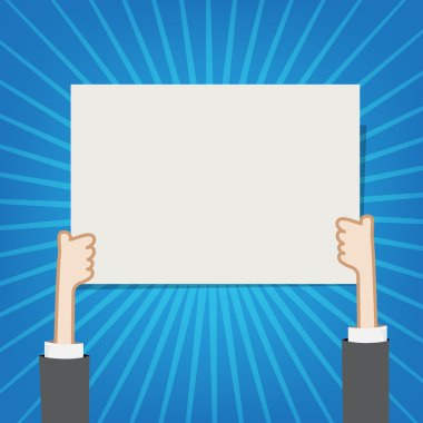 Eli boş tabela sunburst arka plan vektör Hüseyin üzerinde gösterilen