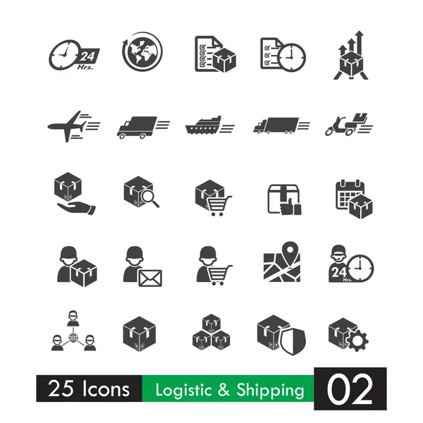 Conjunto de 25 iconos de transporte marítimo logístico 002 — Vector de stock