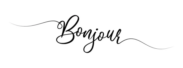 Einfache Buchstaben Bonjour Skript Kalligraphie Banner Vektor Schwarze Farbe — Stockvektor