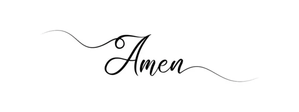 Eenvoudige Letter Amen Script Kalligrafie Banner Vector Zwart Kleur — Stockvector