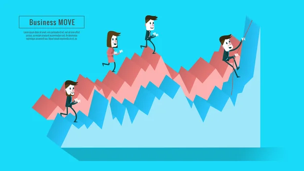 Gente de negocios en el gráfico. escalera hacia el progreso . — Archivo Imágenes Vectoriales