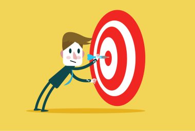Şirket adamı bir bullseye isabet. 