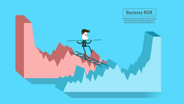 Empresário atravessando de gráfico para gráfico de crescimento . — Vetor de Stock