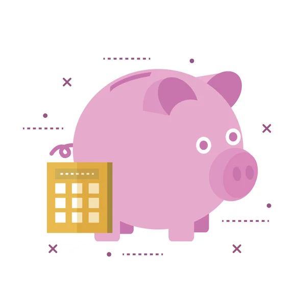 Piggy bank beveiligd met slot. Online bankieren concept. — Stockvector