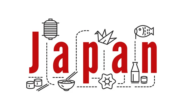 Tipografia e ícones do Japão . —  Vetores de Stock