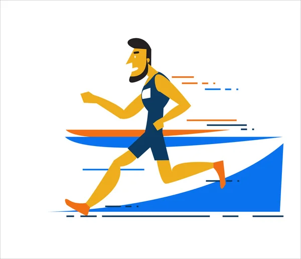 Professional man running on the running track. — Stock Vector