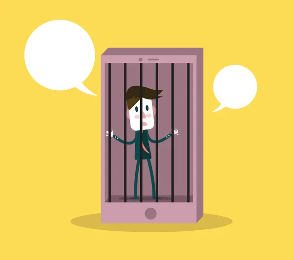 Man heeft vastgehouden in de gevangenis van de telefoon. — Stockvector