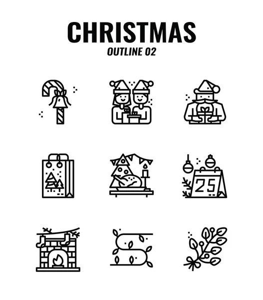 Kerst Schema Pictogram Set Kerstversiering Decoratief Element Vector — Stockvector