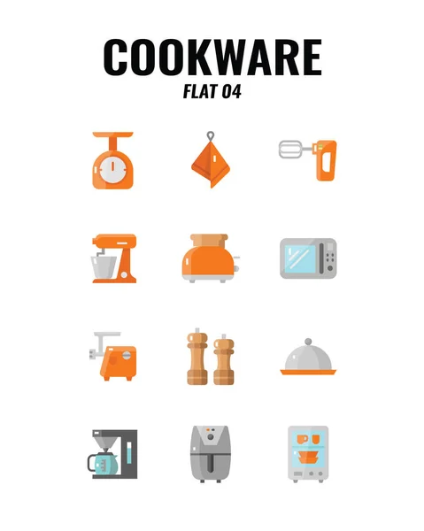 Cookware Icon Set White Background Flat Icons Set4 Vector Illustration — Stock Vector