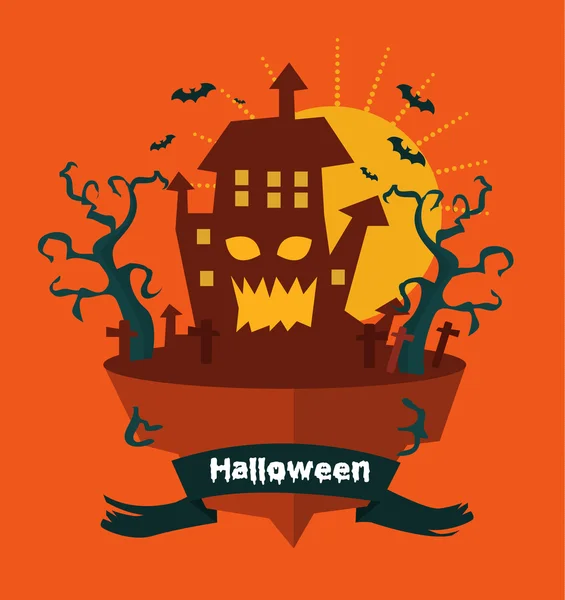 Halloween land. éjszakai háttér castle. — Stock Vector