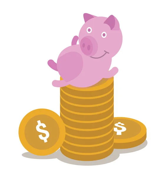 Boldog piggy bank, a coin. — Stock Vector