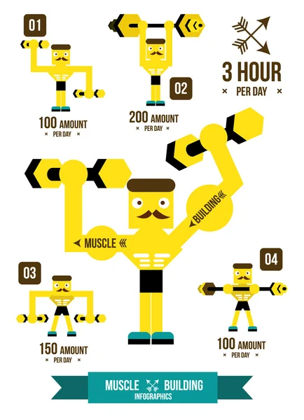 Construyendo músculo & Fitness Infografías . — Vector de stock