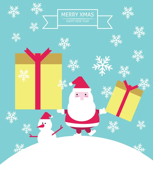 Père Noël & bonhomme de neige . — Image vectorielle