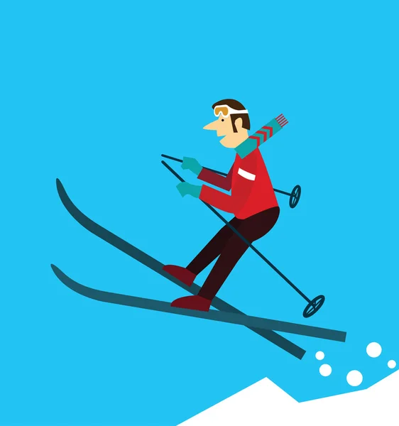 Young man skiing. — Stock Vector