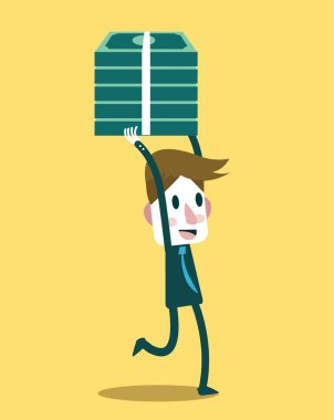 Bir sürü para banknot mutlu işadamı.