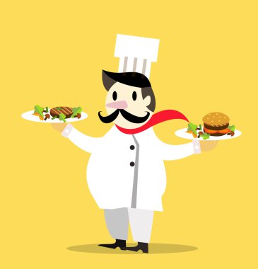 Vintage şef aşçı ve özel servis tabağı.