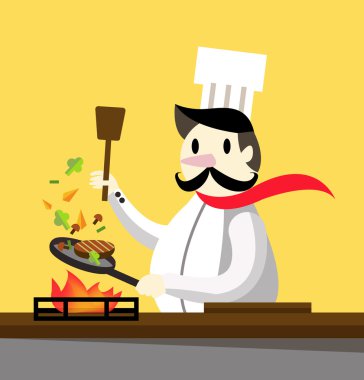 Professional chef cooking. clipart