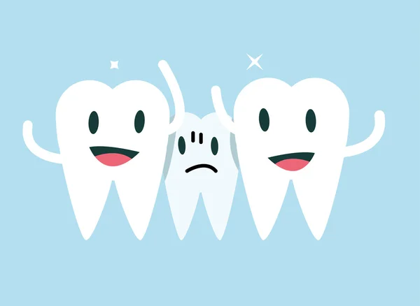 Dente do centro infeliz com espaço pequeno. conceito de tratamento ortodôntico . —  Vetores de Stock