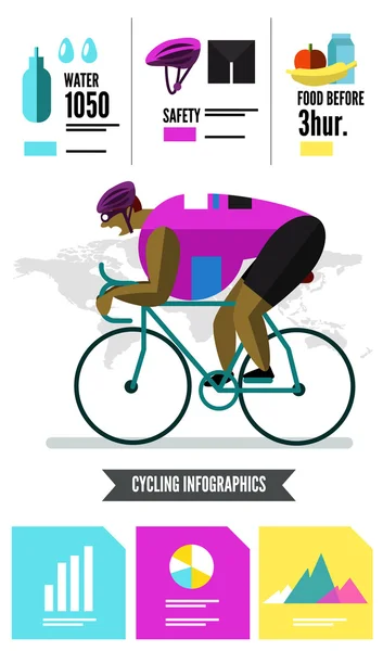 Ciclista carreras infografías . — Vector de stock