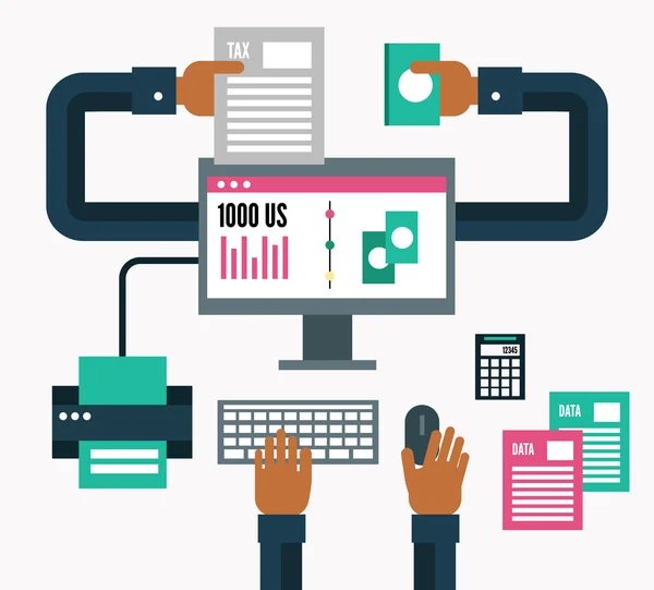 Pago de impuestos en línea info gráfico — Vector de stock