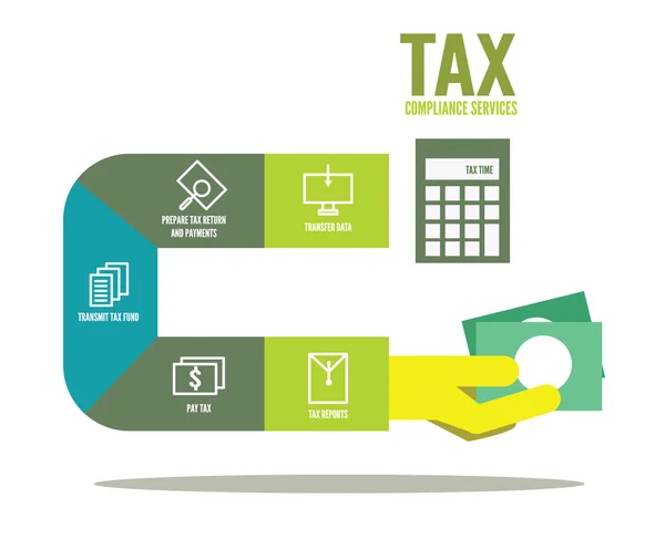 Fiscale compliance info afbeelding. — Stockvector