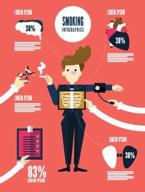 Sigara içen bilgi grafik. Sağlık kavramı.