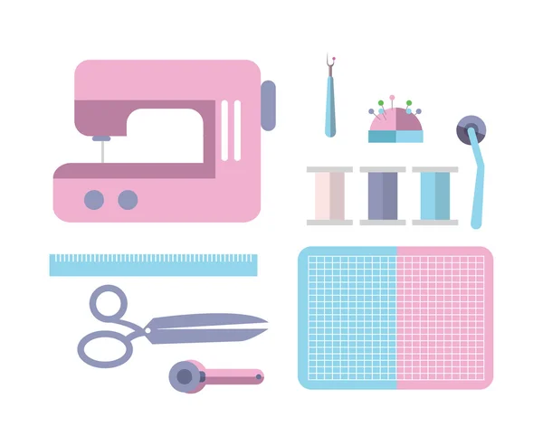 Attrezzature per cucire e accessori per cucito su misura . — Vettoriale Stock